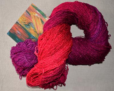 1 Echeveau fil dégradé  rouge - fuschia