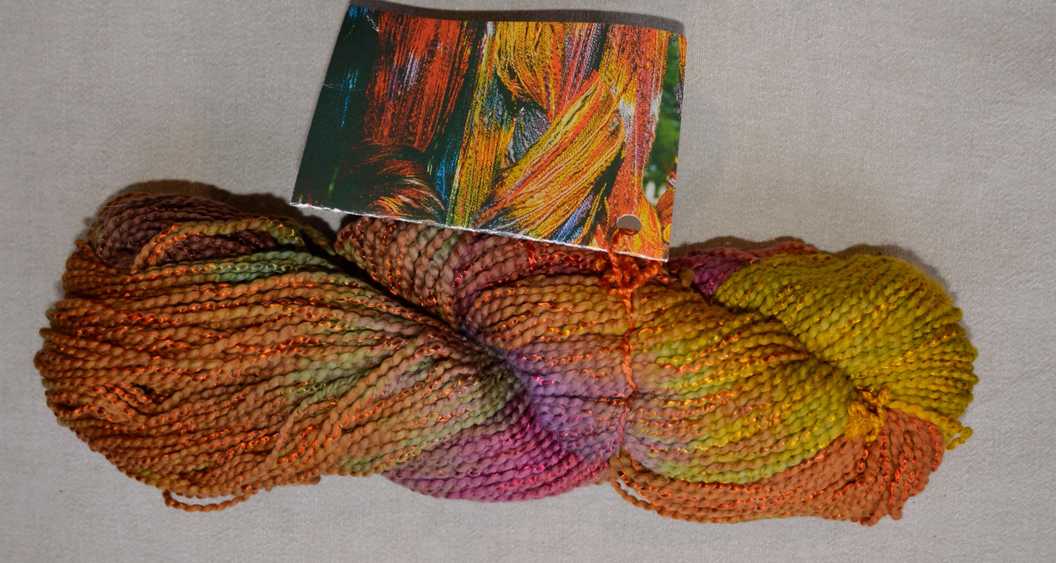 1 Echeveau fil dégradé  vert-jaune-rose-brun